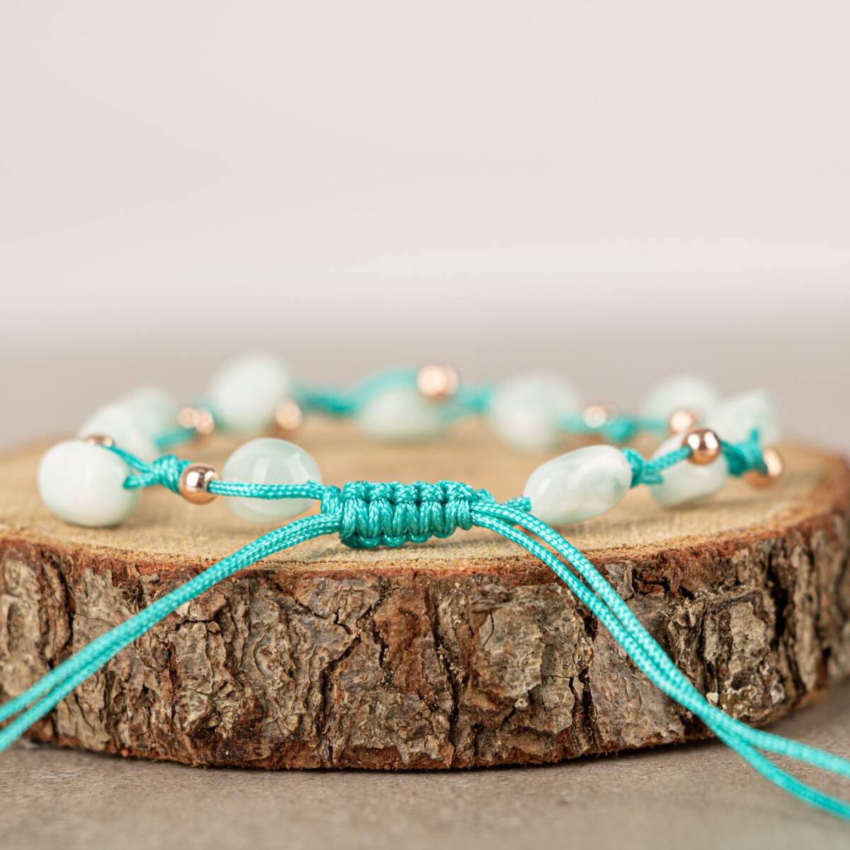 Mavi Akik Natürel Kesim Doğal Taş Makrome Bileklik - 5