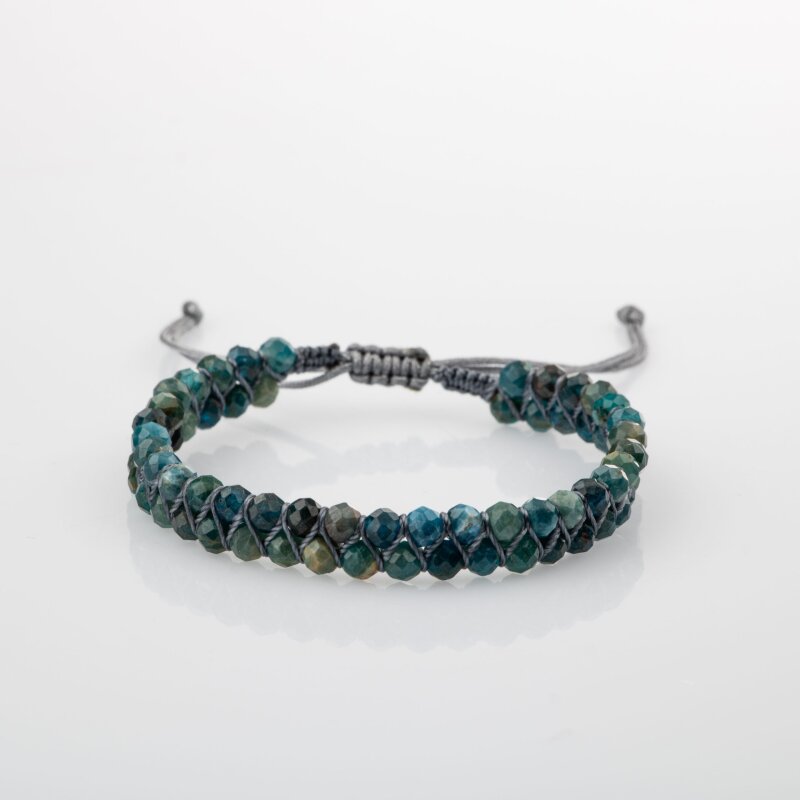 Mavi Apatit 3-4mm Çift Sıra Doğal Taş Bileklik - 5