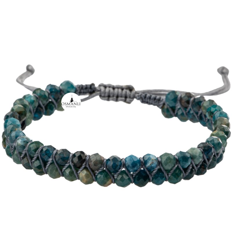 Mavi Apatit 3-4mm Çift Sıra Doğal Taş Bileklik - 6