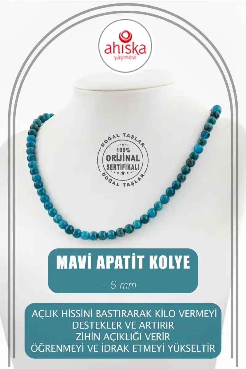 Mavi Apatit 6 mm Dizi Doğal Taş Kolye