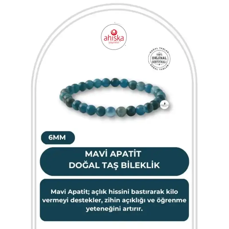 Mavi Apatit 6mm Doğal Taş Bileklik