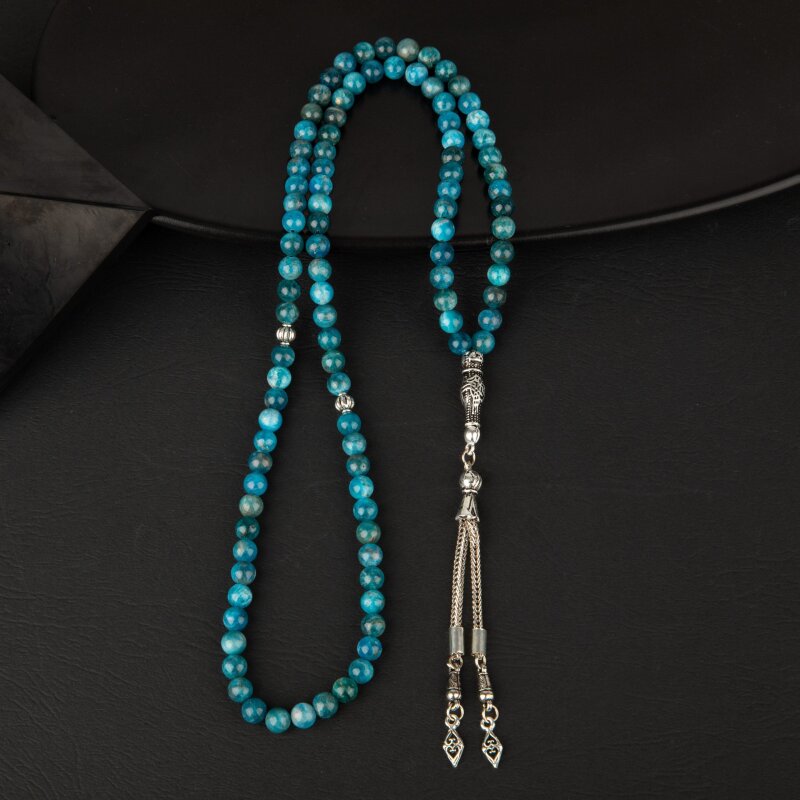 Mavi Apatit Doğal Taş Tesbih 99luk - 6mm - 3