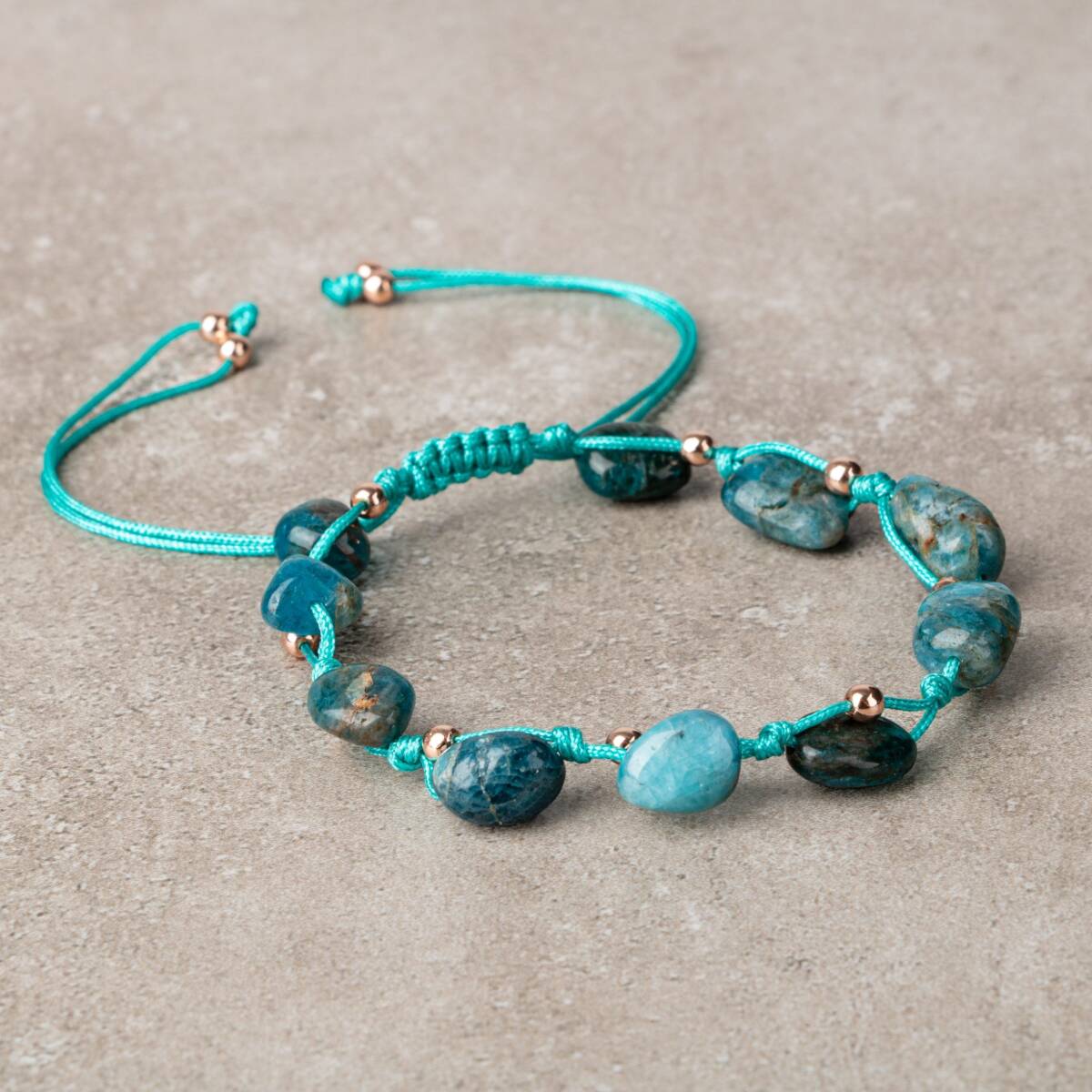 Mavi Apatit Natürel Kesim Doğal Taş Makrome Bileklik - 3