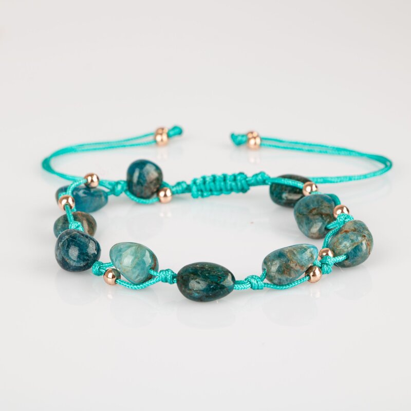 Mavi Apatit Natürel Kesim Doğal Taş Makrome Bileklik - 6