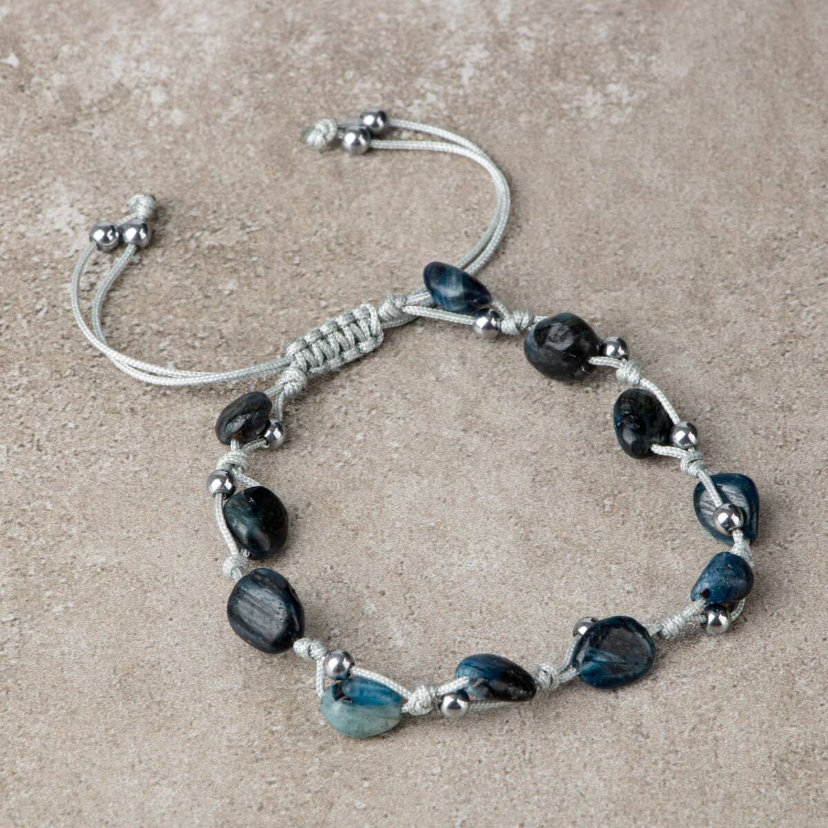 Mavi Kiyanit Natürel Kesim Doğal Taş Makrome Bileklik - 1