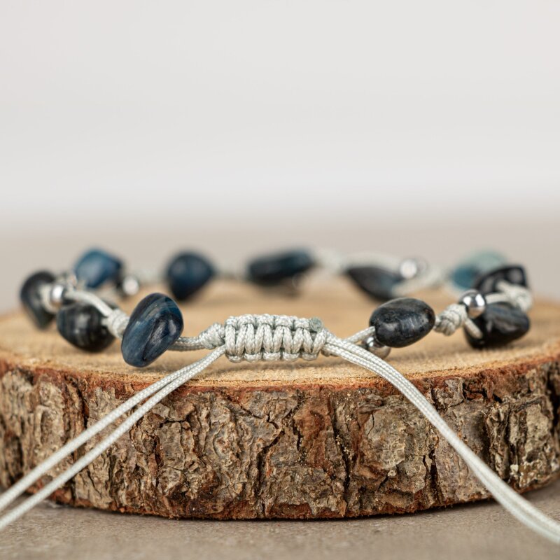 Mavi Kiyanit Natürel Kesim Doğal Taş Makrome Bileklik - 5