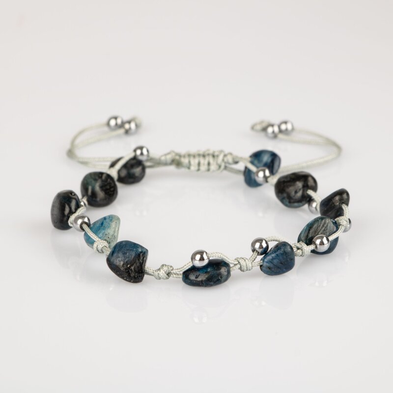 Mavi Kiyanit Natürel Kesim Doğal Taş Makrome Bileklik - 6