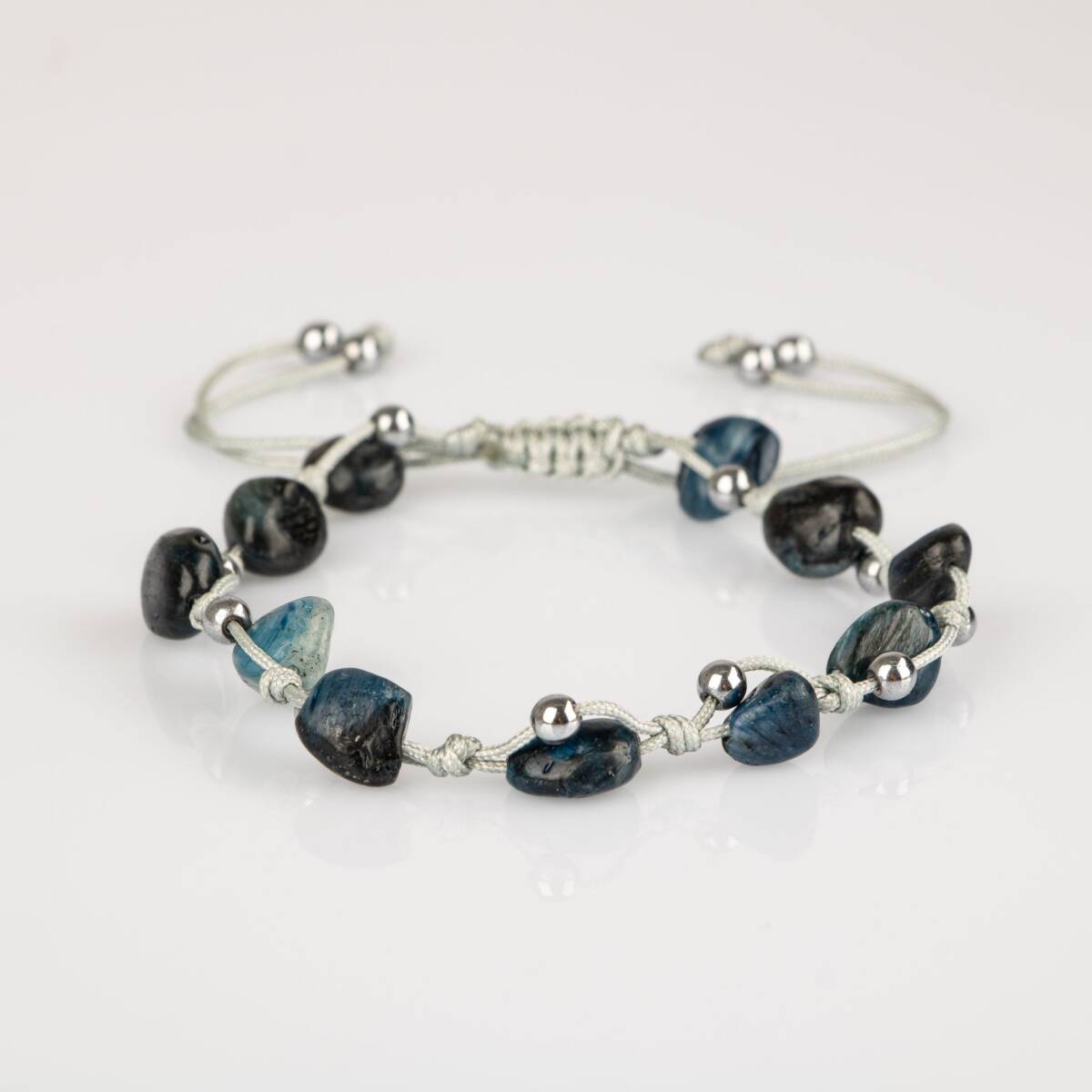 Mavi Kiyanit Natürel Kesim Doğal Taş Makrome Bileklik - 6