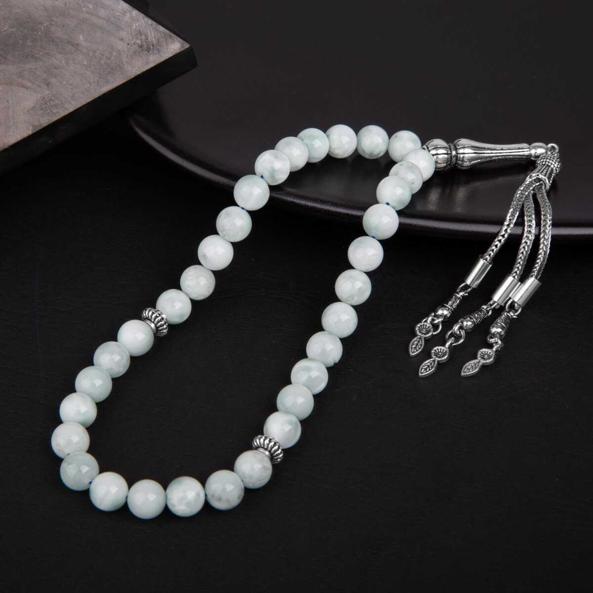Mavi Larimar Doğal Taş Tesbih 33lük - 8mm