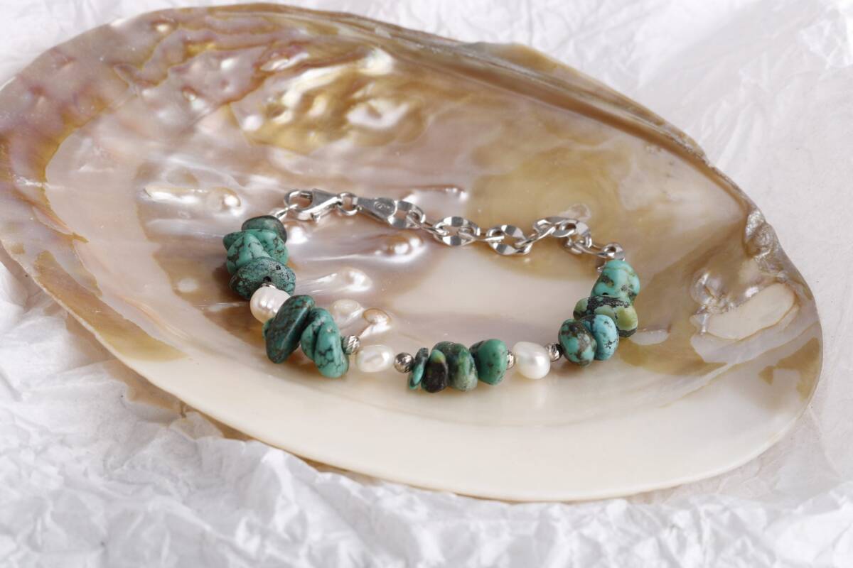 Mia, Turkuaz Firuze-İnci Doğal Taş Charm Bileklik - 3