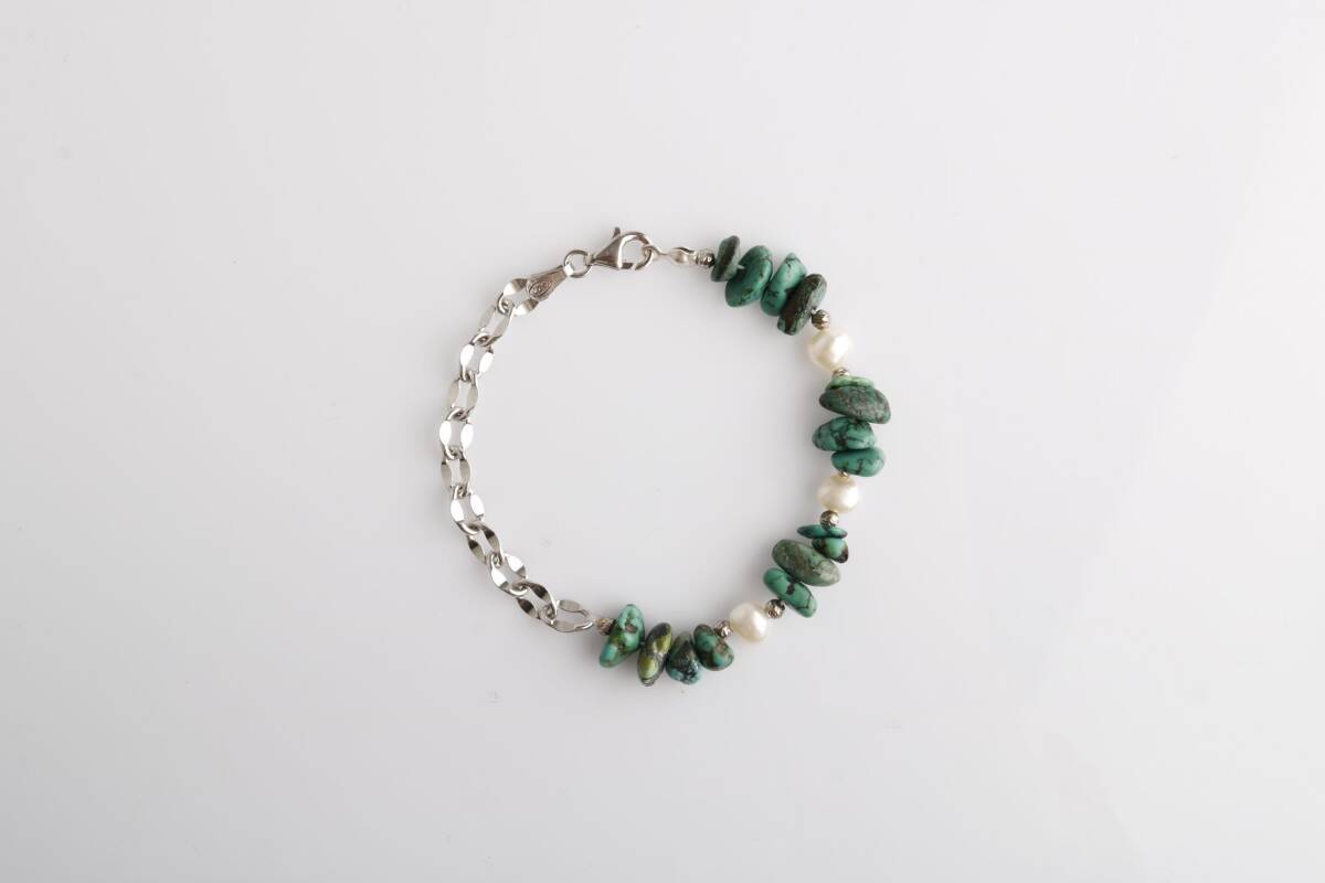 Mia, Turkuaz Firuze-İnci Doğal Taş Charm Bileklik - 4