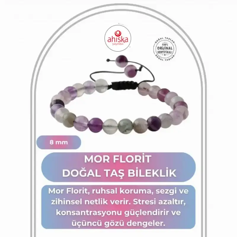 Mor Florit 8mm Doğal Taş Bileklik