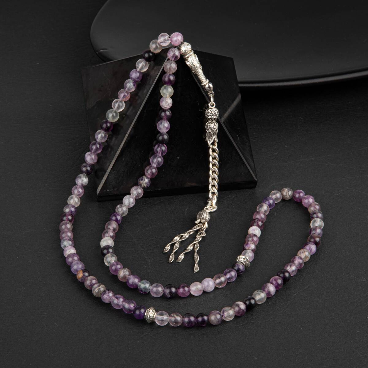 Mor Florit Doğal Taş Tesbih 99luk - 6mm - 1