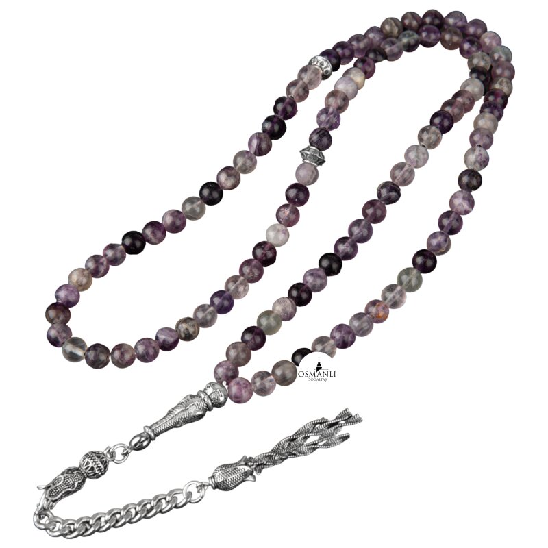 Mor Florit Doğal Taş Tesbih 99luk - 6mm - 2