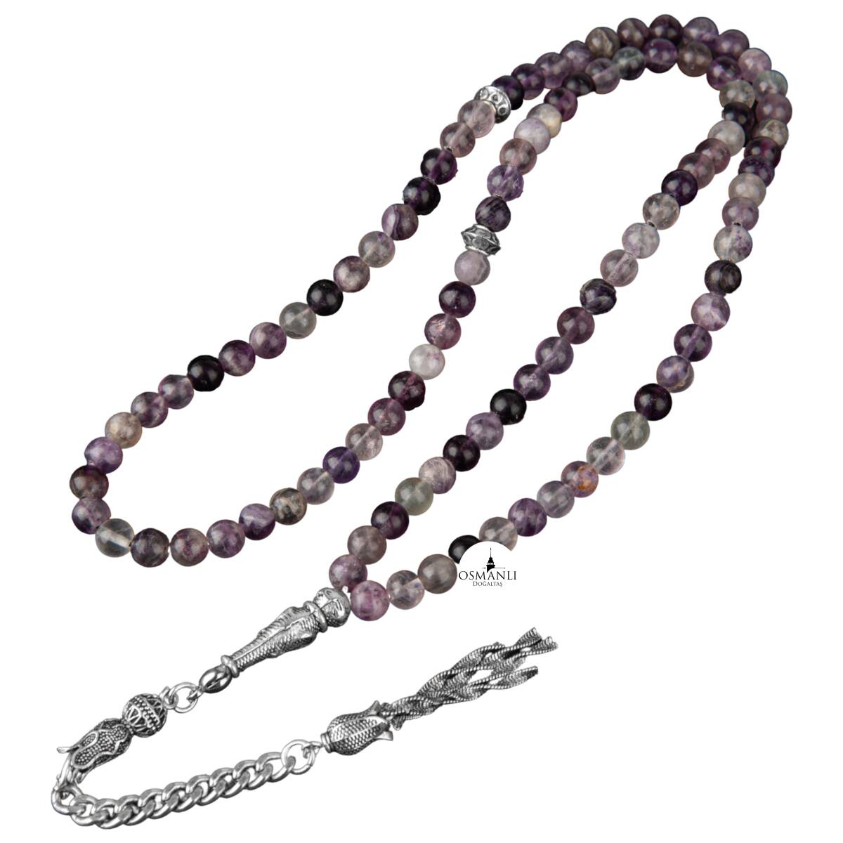 Mor Florit Doğal Taş Tesbih 99luk - 6mm - 2