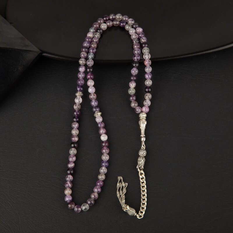 Mor Florit Doğal Taş Tesbih 99luk - 6mm - 3