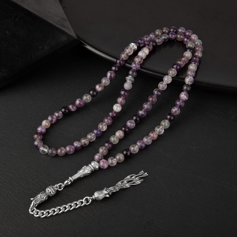 Mor Florit Doğal Taş Tesbih 99luk - 6mm - 4