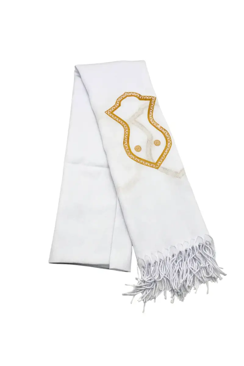 Nali Şerif İşlemeli Şal Beyaz - 1