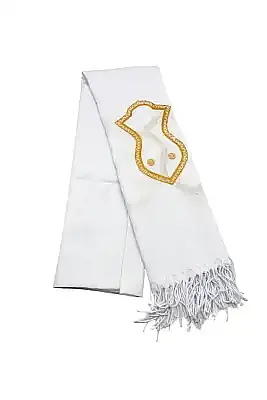 Nali Şerif İşlemeli Şal Beyaz - 2