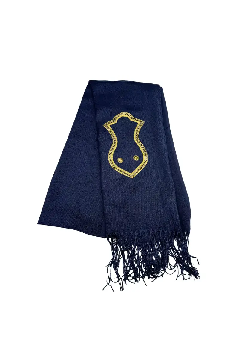 Nali Şerif İşlemeli Şal Lacivert - 1