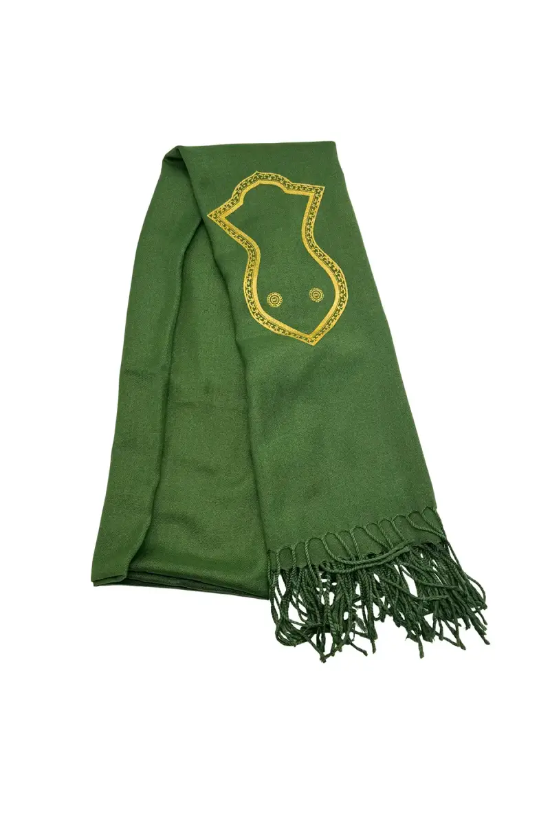 Nali Şerif İşlemeli Şal Yeşil - 1