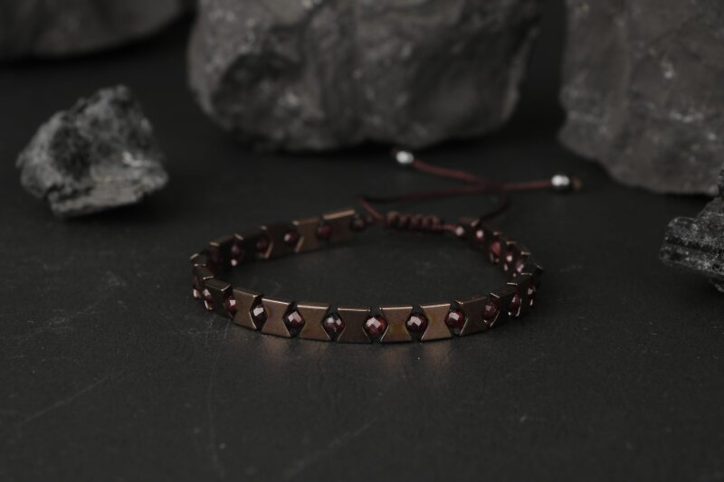 Narina Lal-Hematit Doğal Taş Erkek Bileklik - 3