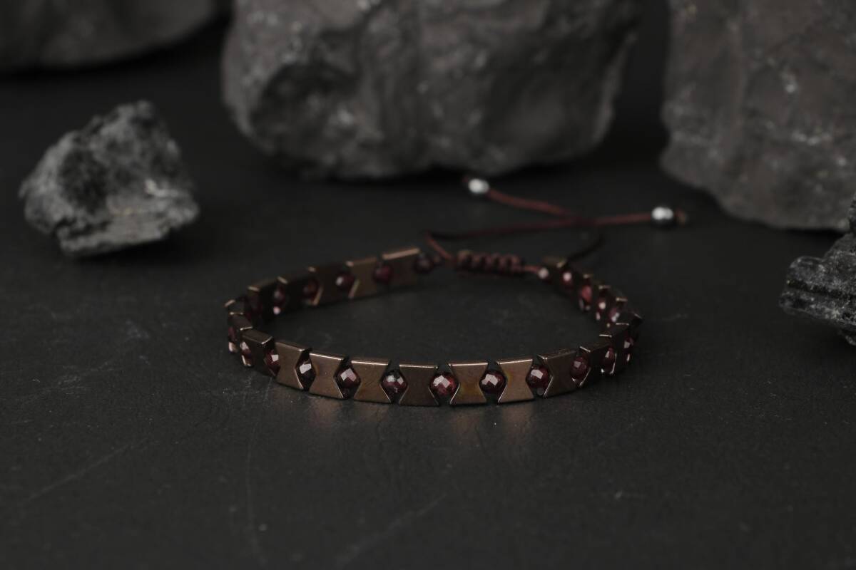 Narina Lal-Hematit Doğal Taş Erkek Bileklik - 3