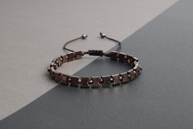 Narina Lal-Hematit Doğal Taş Erkek Bileklik - 5