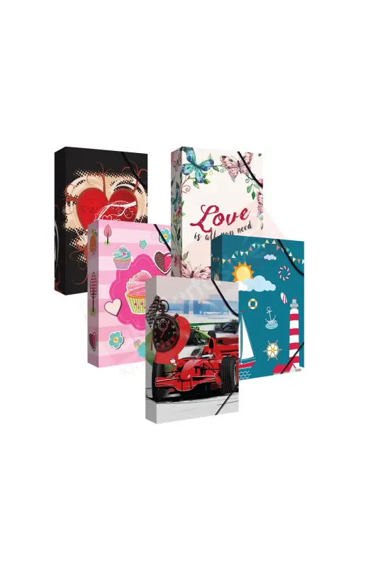 Noki Kutu Klasör Desenli Lastikli - Noki