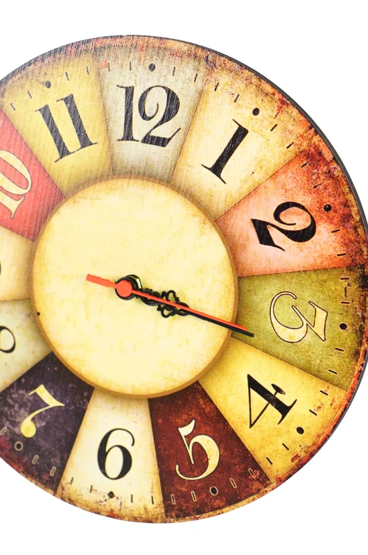 Nostaljik Eskitme Renkli Duvar Saati 30 x 30 cm - 2