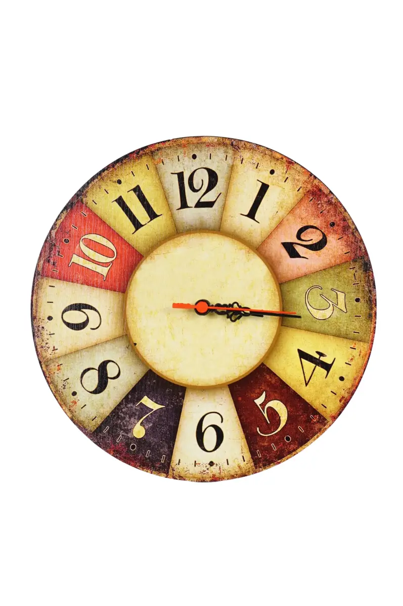 Nostaljik Eskitme Renkli Duvar Saati 30 x 30 cm - 1