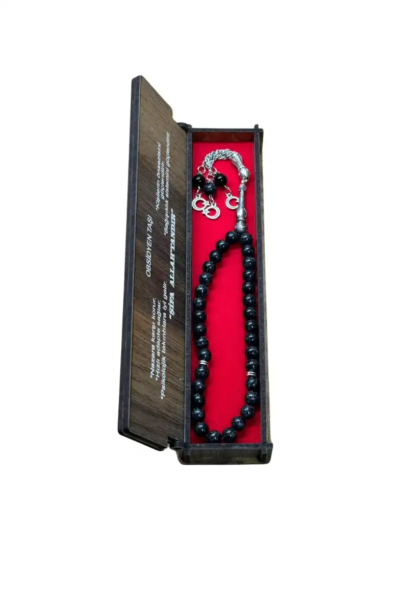 Obsidyen Taşı 33 Lük Kutulu Tesbih - 1