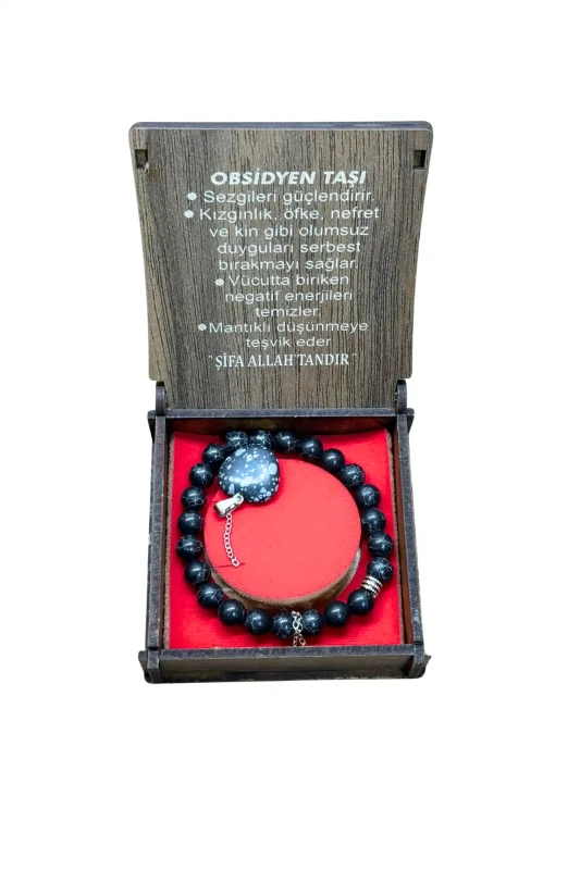Obsidyen Taşı Kolye & Bileklik Set - 1