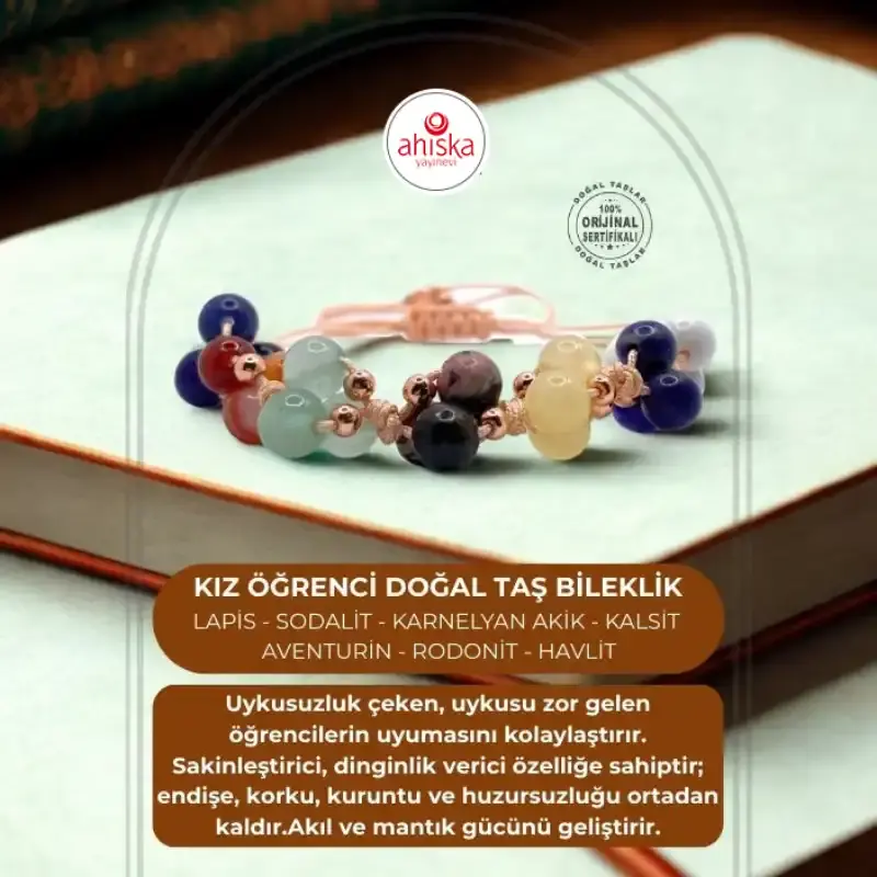 Öğrenci Bilekliği Doğal Taş Merdiven Kapama İpli Model
