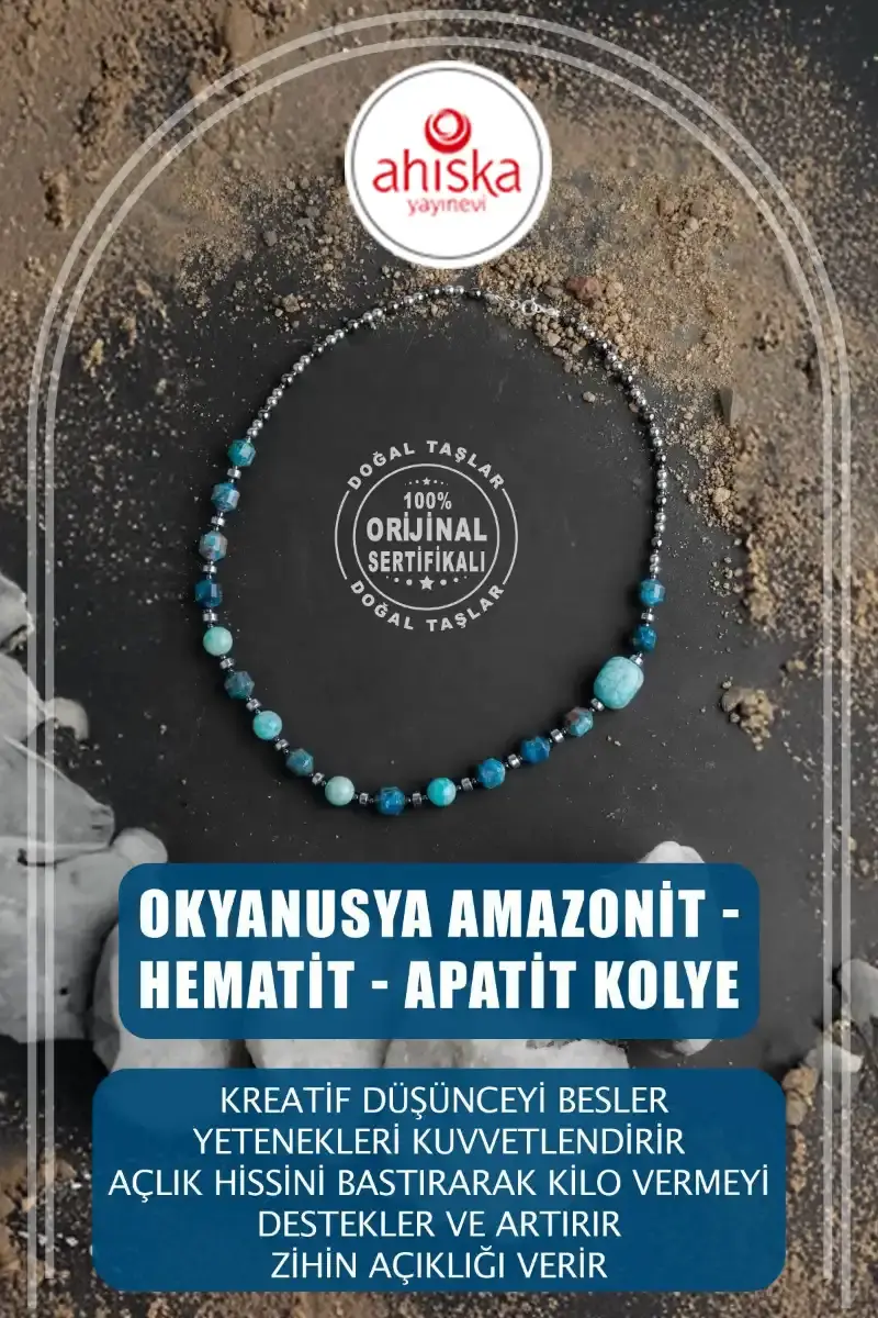 Okyanusya Amazonit - Hematit - Apatit Doğal Taş Kolye