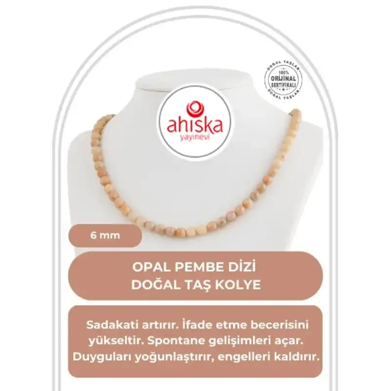 Opal Pembe 6 mm Dizi Doğal Taş Kolye