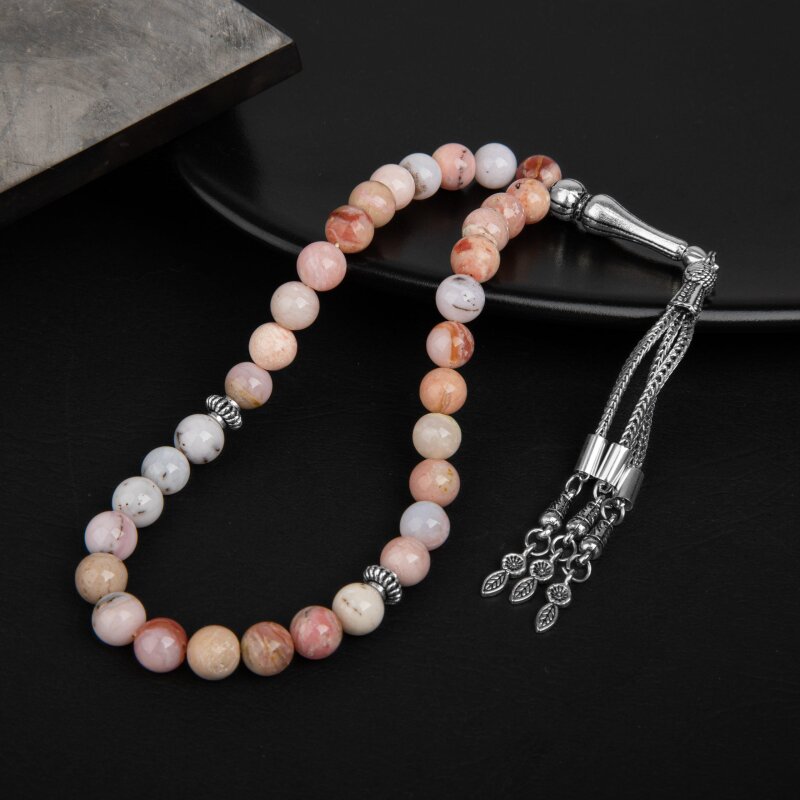 Opal Pembe Doğal Taş Tesbih 33lük - 8mm - Doğal Taş