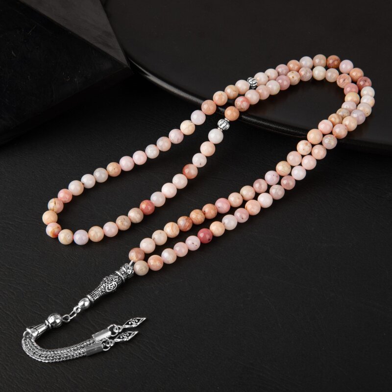 Opal Pembe Doğal Taş Tesbih 99luk - 6mm - Doğal Taş