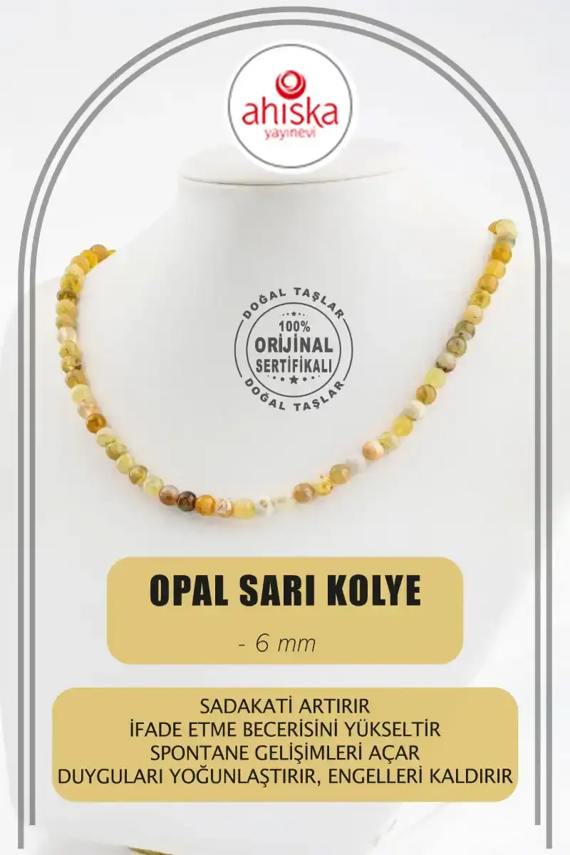 Opal Sarı 6 mm Dizi Doğal Taş Kolye