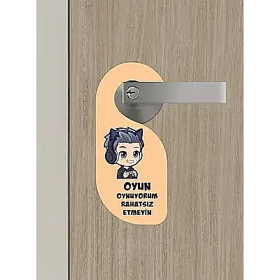 Oyun Oynuyorum Erkek Kapı Askısı Kapı Uyarı Levhası - 4