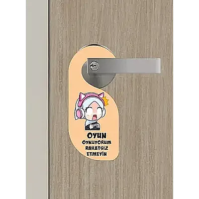 Oyun Oynuyorum Kız Kapı Askısı Kapı Uyarı Levhası - Bemenda