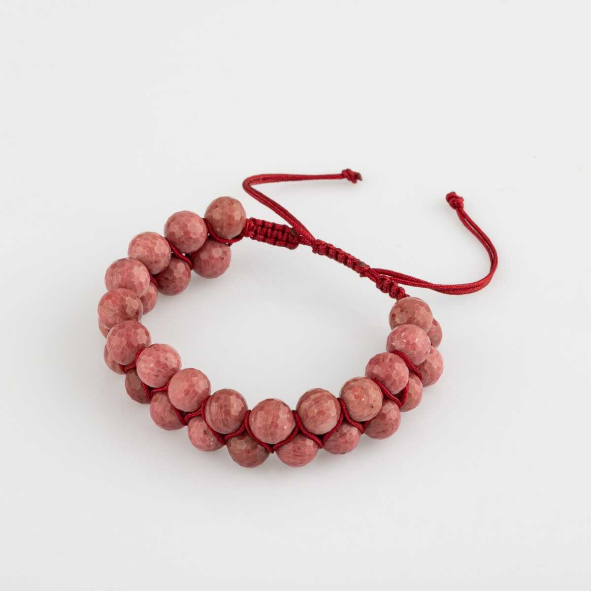 Pembe Jasper 8mm Çift Sıra Makrome Doğal Taş Bileklik