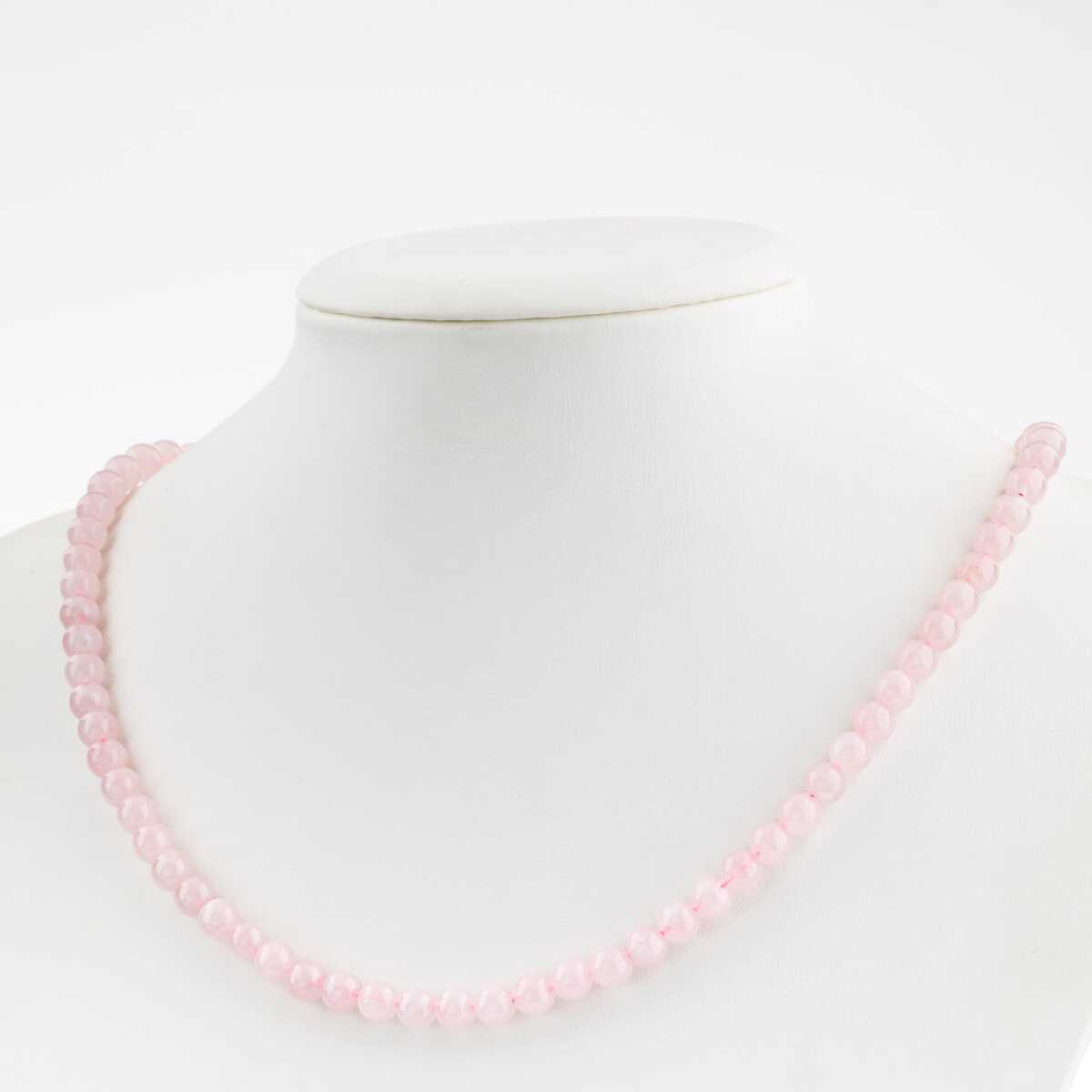 Pembe Kuvars 6 mm Dizi Doğal Taş Kolye