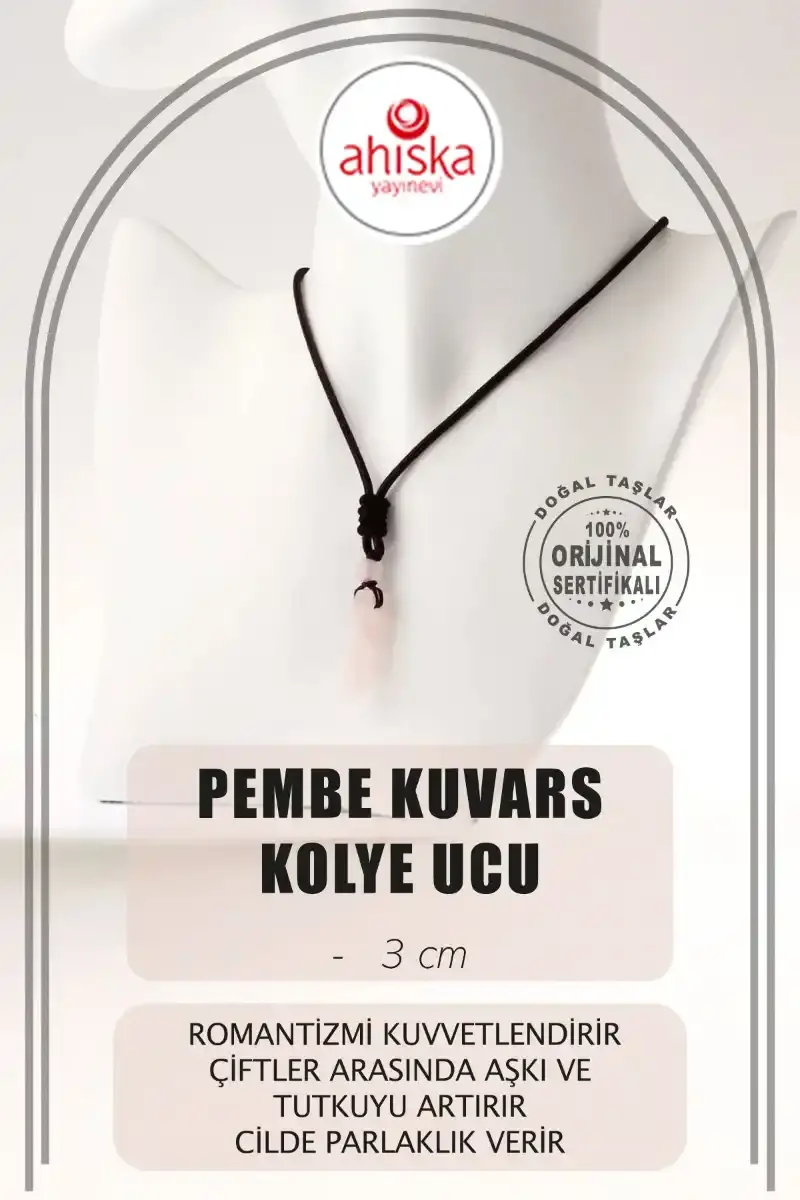Pembe Kuvars Doğal Taş Kolye Ucu 3cm