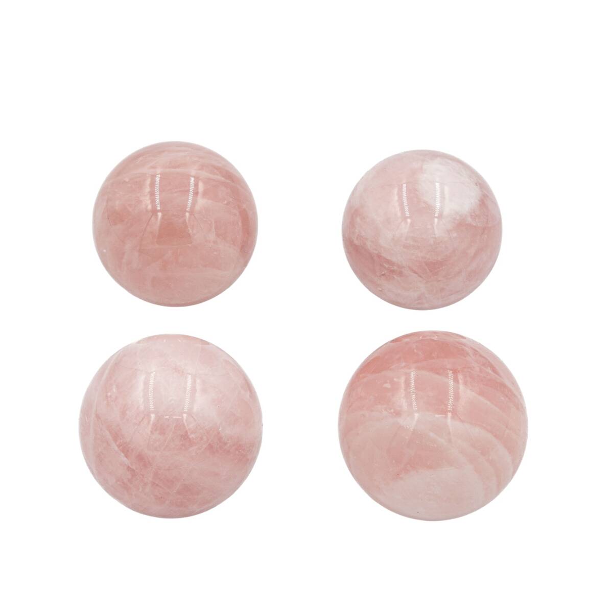 Pembe Kuvars Doğal Taş Küre Tımbıl El Taşı - 4