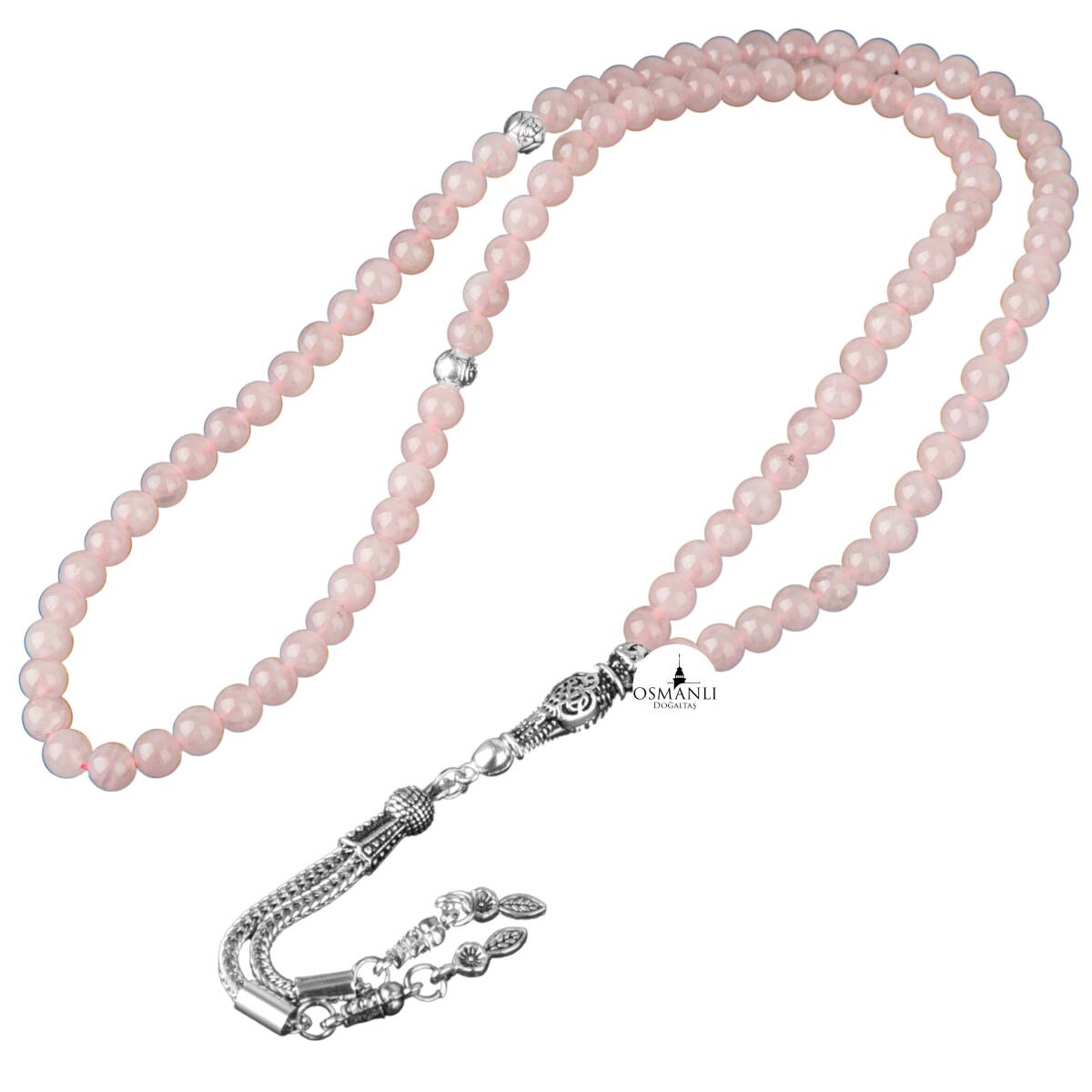 Pembe Kuvars (Gül Kuvars) Doğal Taş Tesbih 99luk - 6mm - 2