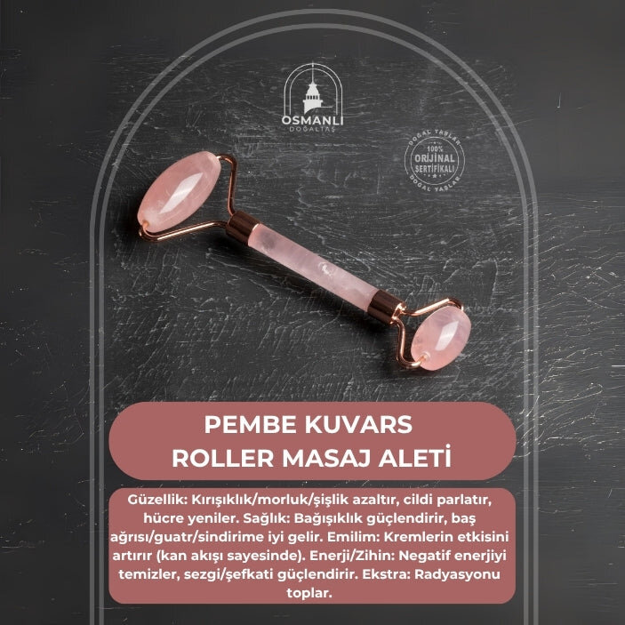 Pembe Kuvars Taşı Roller Masaj Aleti - 2