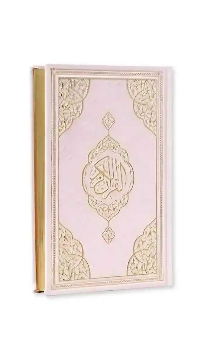 Pembe Orta Boy Kuranı Kerim Kenar Yaldızlı Deri Cilt - 1