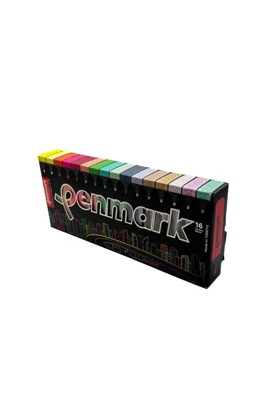 Penmark Fosforlu Neon Pastel Tropik Metail Simli Renk Kalem 1-5mm Kesik Uç 16 Lı - Penmark