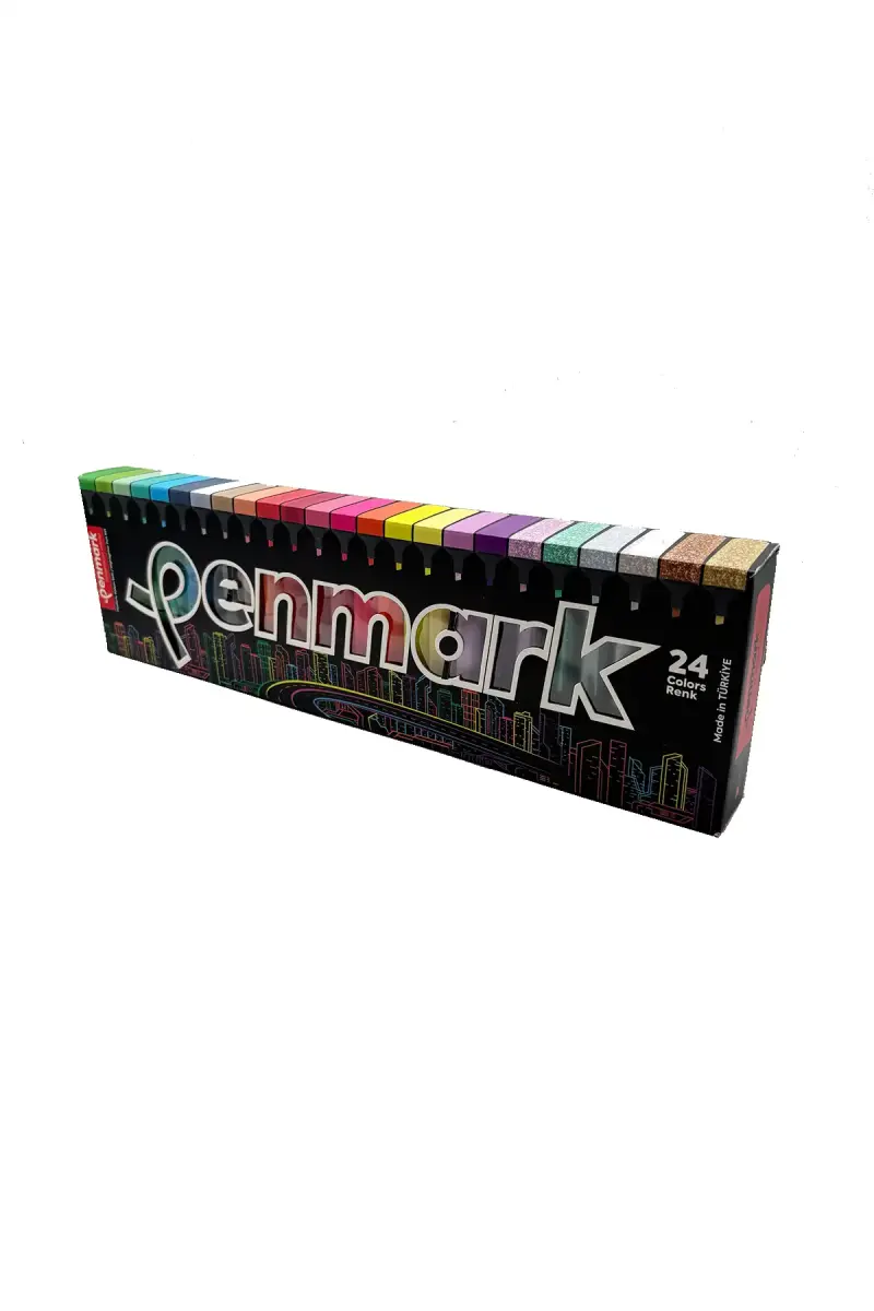 Penmark Fosforlu Neon + Pastel + Tropik + Metail Simli Renk Kalem 1-5mm Kesik Uç 24 Lü - 1